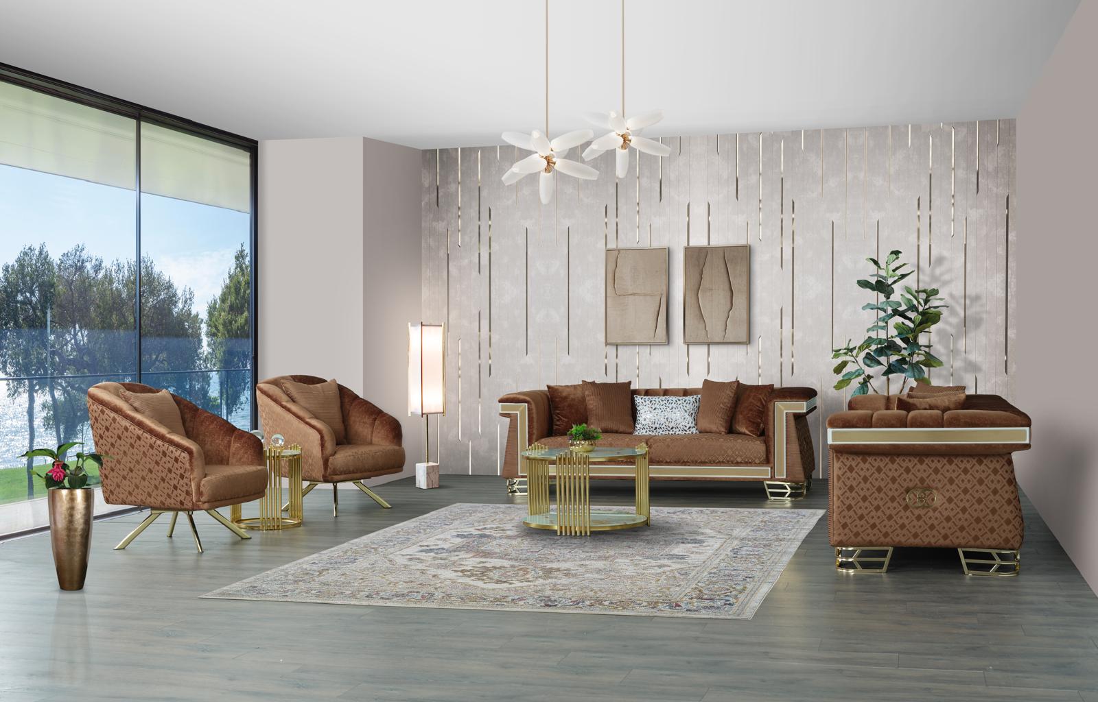 Tufted Leather Living Room Set